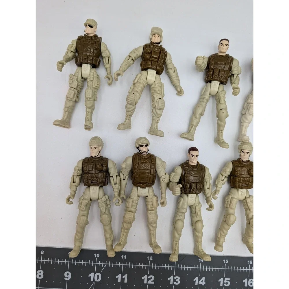 Lanard Action Figure Lot Tan Brown Military Soldier Corps 10 Piece Set